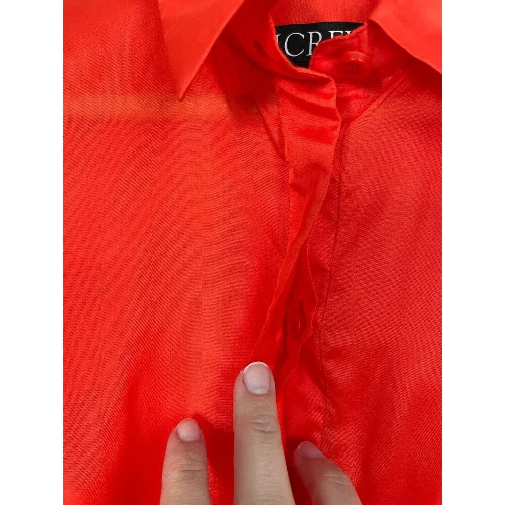 J. CREW size 2 Button Up Shirt in Sheer Organza Womens red READ!!